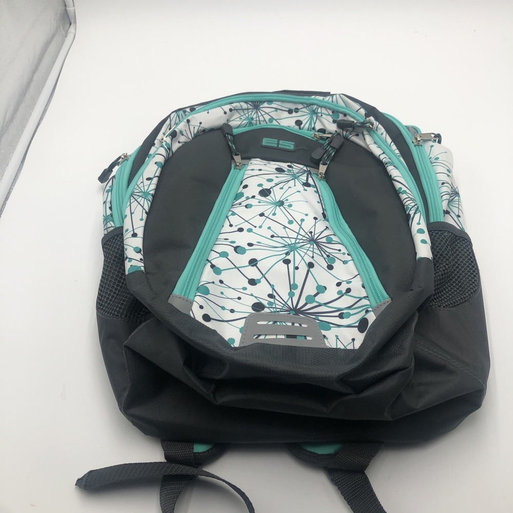 East sport Backpack Gray Green Black Design Preowned Four Compartment School Bag